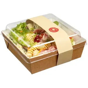 hot sale kraft paper lunch box packaging food take away paper lunch box with lid