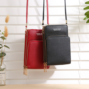 MKW-4020 Bolsos cruzados baratos para <span class=keywords><strong>mujer</strong></span>, <span class=keywords><strong>carteras</strong></span> con pantalla táctil para teléfono móvil, bolso de mano de cuero PU suave con correa para teléfono - Product Image 2