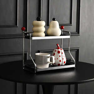 Support de rangement pour tasses en fer à double couche Yinwei avec plateau en acrylique pour chambre à coucher, salle de bain, cuisine - Product Image 2