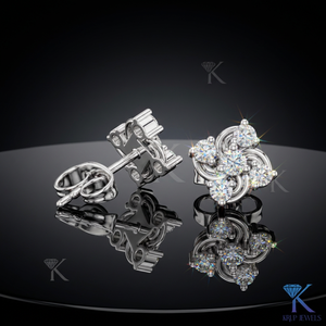 Lab Grown Diamond Swirl Cluster <b>Stud</b> Earrings 14K/18K Solid Gold Interwoven Floral Women's Jewelry Wedding Party Anniversary - Product Image 2
