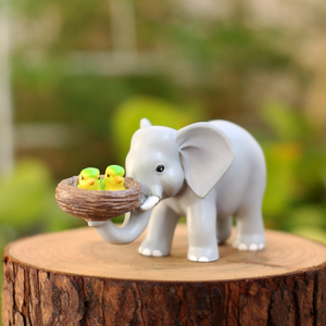 Statuetta di <span class=keywords><strong>Elefante</strong></span> in Resina con Nido di Uccelli e Uccellini Verdi, Decorazione Fantasiosa per Giardino e Casa - Product Image 3