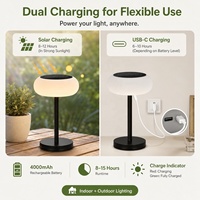 Lampe de table LED solaire rechargeable, étanche IP65, sans fil USB-C, 4000 mAh, commande tactile, simple, flexible, DC, pour extérieur