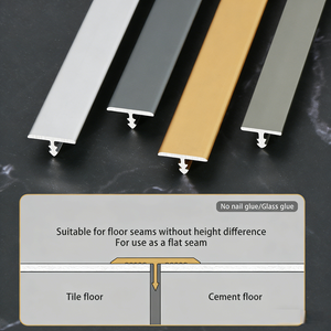 Profilé en T ultra-fin en alliage d'aluminium pour revêtement de sol stratifié, bordure de carrelage mural <span class=keywords><strong>et</strong></span> de <span class=keywords><strong>plafond</strong></span>, couvre-joint de carrelage pour salle de bain <span class=keywords><strong>et</strong></span> cuisine - Product Image 5
