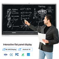 Tableau blanc interactif, écran tactile 4K, tableau intelligent avec écran tactile IR 40 points, caméra et microphones intégrés pour la salle de classe