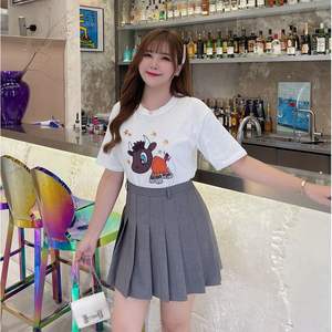 Nueva Camiseta de Manga Corta con Estampado de Dibujos Animados Lucky Calf para Mujer Talla Grande N7979 Blanca Negra Roja de Algodón Jersey para Adulto - Product Image 4