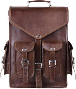 Sac à dos convertible en cuir fait main pour homme – Sac de voyage professionnel 2-en-1 de 17 pouces, convertible en sac messager et sac à dos - Product Image 2