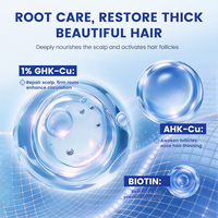 Suero para el Crecimiento del Cabello con Biotina y Péptidos de Cobre, Rodillo de 3 Bolas para Masaje del Cuero Cabelludo, Aceite para un Cabello Más Grueso y Abundante, Suero Capilar Ahk-cu Ghk-cu