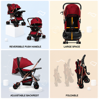 Poussette bébé avec poignée réversible, grand espace, dossier réglable, pliable, légère, compacte, 8 roues, 0-3 ans, voyage, vente en gros