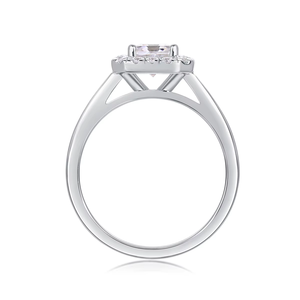 Anillo de compromiso con diamante natural talla Asscher, oro macizo de 18 quilates, diseño de halo cuadrado, joyería nupcial fina para mujer - Product Image 3