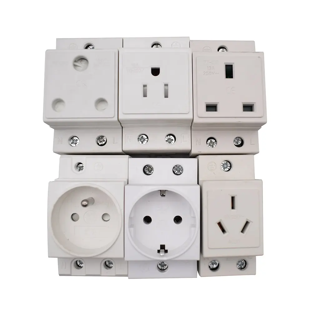 Uk Us Eu Fr It Ch In Za Standaard Modulaire Din Rail Socket M1363 Industriële Verdeelkast Ac30 Stopcontacten Adapter Connector