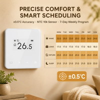 Termostato Inalámbrico Digital WiFi HY213RF con Control Tuya, Sistema de Calefacción Central con Ahorro de Energía, para Suelo Radiante, con Receptor, Compatible con Smart Life