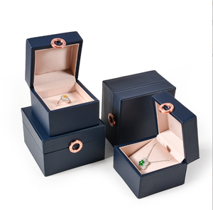 The <b>box</b> is made of delicate dark blue faux leather decorated with <b>rose</b> gold round metal buckle the inner side of flip - Product Image 1