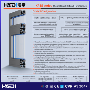 Ses Geçirmez Çift Camlı Yalıtımlı Alüminyum Camlı Kanatlı Pencereler Tasarımı Darbe Enerjisi Verimliliği Tilt Turn Alüminyum Pencere - Product Image 4