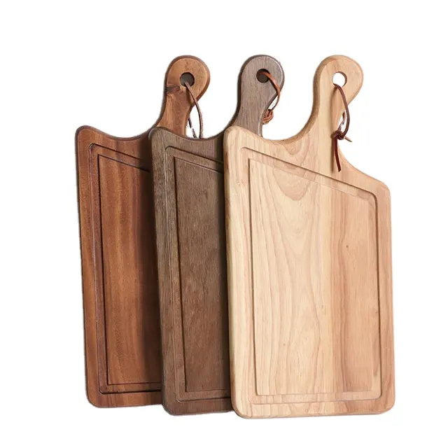 キッチンラージウォールナット木製まな板ハンドル付き高品質ヨーロピアンパンピザトレイまな板