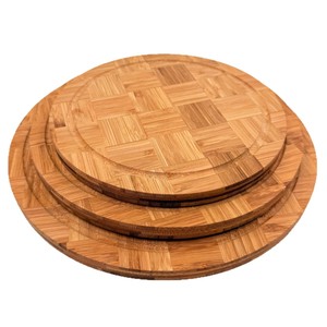 Bamboo <b>Stand</b> Up Cutting Board 3 Piece Set Round Checkerboard Pattern Fruit <b>Vegetable</b> Chopping Block Household Kitchen Use - Product Image 1