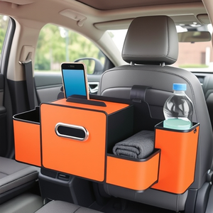صندوق تخزين جلدي عالمي لظهر مقعد السيارة مع حامل أكواب وحامل مناديل وحامل هاتف محمول بالجملة - Product Image 2