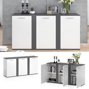 Buffet moderne <span class=keywords><strong>Novelli</strong></span> avec 3 portes, blanc, grande capacité, meubles de salon - Product Image 5