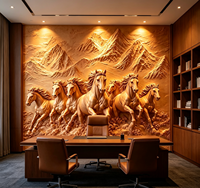Papier peint mural 3D en relief avec huit chevaux au galop, paysage de montagne dorée, papier peint personnalisé pour le bureau, l'hôtel, la maison, la décoration