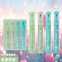 Marcadores Fluorescentes Retráctiles con Aroma Floral, 4 Colores/Juego, Punta de Cincel Suave, para Estudiantes y Diarios