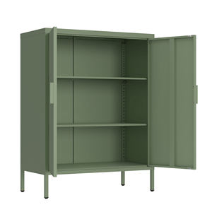 Armário Buffet de Metal Verde para Sala de Estar, com 2 Portas, Estilo Moderno de Armário Expositor - Product Image 3