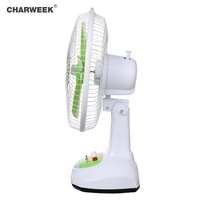 Ventilateur de table solaire rechargeable vert de 12 pouces, panneau solaire 9V3W en option, batterie 6V4.5AH, autonomie de 3 à 10 heures, solaire+batterie+électrique