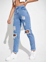 Vente chaude : Pantalons en jean pour femmes, mode, vente en gros, haute qualité, sur mesure, skinny, taille mi-haute, style streetwear, pantalon crayon, jeans délavés