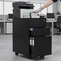 Archivador Móvil con Cerradura y 3 Cajones, Gabinete de Almacenamiento Metálico para una Organización Segura de Archivos de Oficina