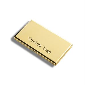 Custom Upscale Double Sides Gold Golden Shell <b>Rectangle</b> Folding Metal Make up <b>Mirror</b> With Logo - Product Image 3