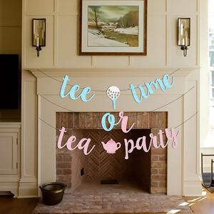Decorazioni per Rivelazione del Sesso del Bambino a Tema Golf, Striscione 'Tee <span class=keywords><strong>Time</strong></span>' o 'Tea <span class=keywords><strong>Party</strong></span>' in Rosa e Blu per Feste Baby Shower a Tema Golf - Product Image 4