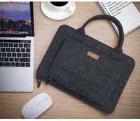 Sac pour ordinateur portable gris foncé, sac de voyage d'affaires en feutre, pochette simple imperméable pour ordinateur portable, fermeture éclair, léger, portable, sac souple