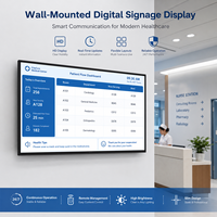 Écran d'affichage numérique LCD publicitaire mural de 65 pouces pour l'information sur les files d'attente en milieu hospitalier, avec quatre écrans égaux
