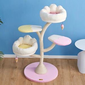 Flor Juguetes para mascotas Poste de rascado moderno Gatos Villa Árbol de gato de varios niveles de lujo con bola colgante de actividad y tablero de rascado - Product Image 3