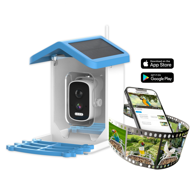 Hot Sales Durable Solar Power Panel APP Controlled Auto Notificaitons Intelligent Bird Feeder With Night Vision Camera