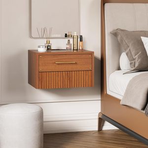 Wholesale Wood Wall Mounted <strong>Bedside</strong> <strong>Table</strong> with Charging Station <strong>Mid</strong> <strong>Century</strong> Modern Floating Nightstand with Storage Drawers - Product Image 2