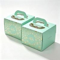 Boîte à gâteau personnalisée avec logo pour anniversaire, emballage en carton pour cupcakes, pâtisseries, boulangerie, boîte à gâteau en papier avec poignée et fenêtre