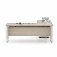 Bureau d'angle moderne en forme de L pour ordinateur, gain de place, avec pieds modulaires en métal, design stable