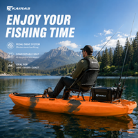 Kayak de pêche à pédales 3M en HDPE, bateau de pêcheur avec siège réglable et porte-canne pour la pêche en plein air