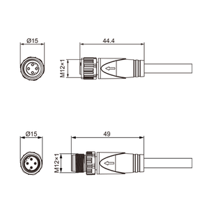 Connecteur femelle Marvtech M12 à montage arrière en angle droit avec blindage et protection IP67 - Product Image 5