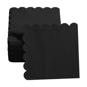 Servilletas de Papel Airlaid Impresas de 2 Capas, Negras, Desechables, de Pulpa de Madera Virgen, Plegadas en 4, Brillantes y Alegres para Uso en Cafeterías - Product Image 1