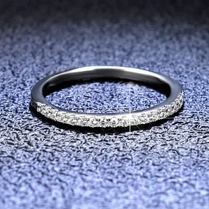 แหวนเพชรโมอิสสี D แหวน925แหวนเงินสเตอร์ลิงแหวนนิรันดร์ปรับแต่งส่วนบุคคลเครื่องประดับตัดกลมขายส่ง