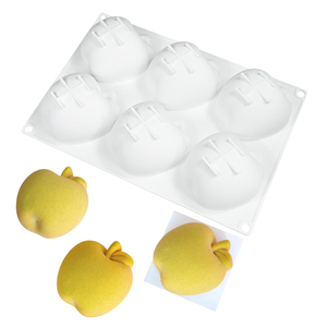 Molde de silicona 3D con forma de manzana de 6 cavidades para helados, chocolate, mousse, pasteles y repostería para panadería - Product Image 4