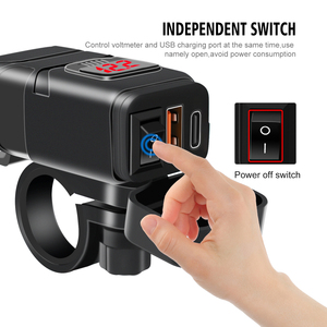 <span class=keywords><strong>Cargador</strong></span> de Teléfono para Motocicleta Impermeable QC3.0 con Pantalla de Voltaje, Puerto USB+Tipo-C, <span class=keywords><strong>Cargador</strong></span> Universal - Product Image 3