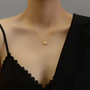 INS Style Fashionable Jewelry Accessories Clavicle Pendant Pearl Shell 18K Gold Pearl Clavicle Jewelry Necklace For Women