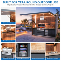Cuisine extérieure moderne avec barbecue et réfrigérateur intégrés, ensemble complet pour les espaces de divertissement en plein air dans la cour
