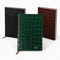 Diario de Tapa Dura de Cuero con Grabado de Cocodrilo Personalizado, Cosido con Hilo, 100 Hojas, Cuaderno Personalizado con Iniciales - Regalo