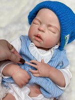 Poupée bébé réaliste en silicone de 22 pouces, corps entier, fille, nouveau-né endormi, pouvant ouvrir la bouche, jouet fait main