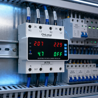 Interrupteur de transfert automatique double alimentation ChLotai 2P sur rail DIN ATS avec protection de tension et de courant réglables pour réseau solaire domestique