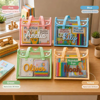 Sac d'école transparent en PVC avec poignée, organisateur de jouets, sac fourre-tout personnalisé brodé à la main pour les cadeaux d'anniversaire des enfants