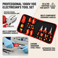 Juego de 8 Herramientas Manuales Aisladas Profesionales VDE, Herramientas de Seguridad Antichoque Eléctrico para Electricistas, para Trabajos con Cables Bajo Tensión