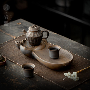 Juego de Té Chino Kung Fu, Tetera de Cerámica con Tapa, Dos Tazas, Bandeja de Té de Forma Irregular, Sin Plomo, para el Té de la Tarde, Condado de Dehua - Product Image 1